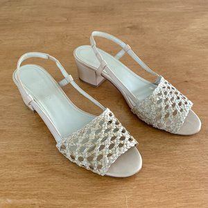 mint & rose braided romy slingback sandals in beige • sz 39
